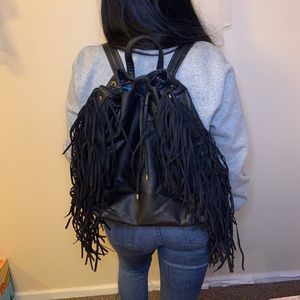 Black Fashion Fringe Backpack